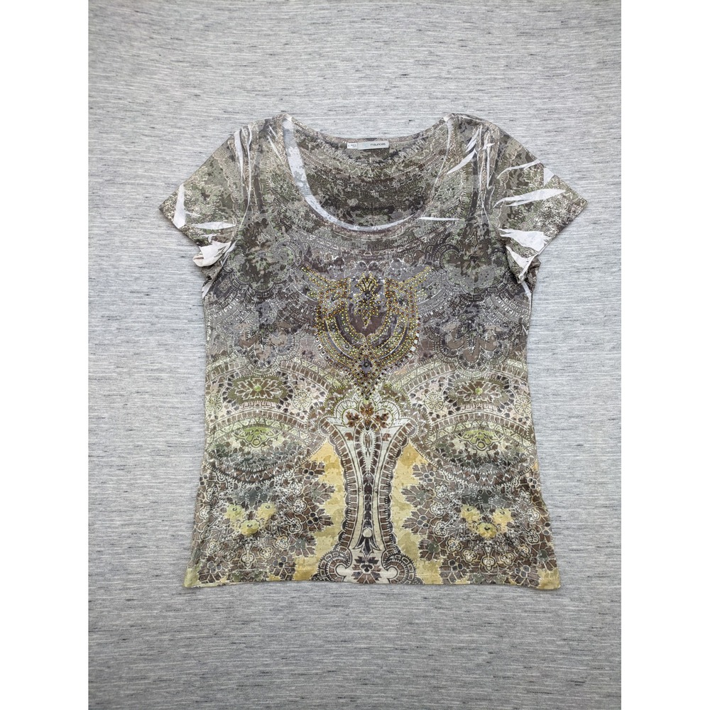 Embellished Paisley Print T-Shirt, Size 1x boho whimsigoth fairy Maurices sequin